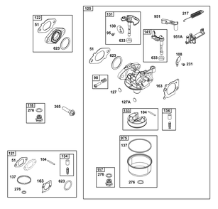 Part Location Diagram of 597552 Briggs and Stratton Kit, Throttle Shaft